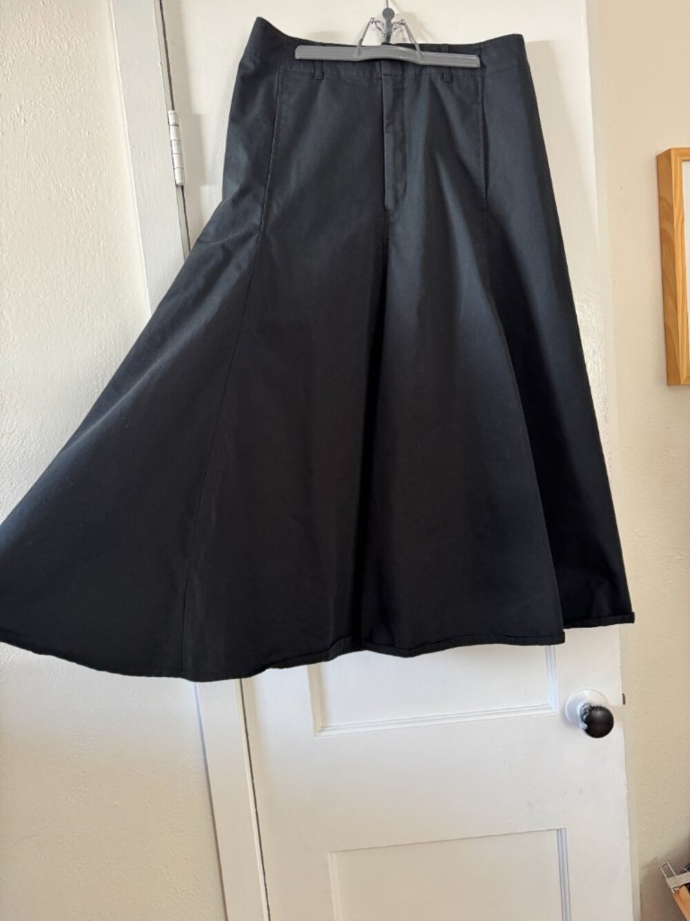 Uniqlo U Flared Maxi Black Skirt 100% Cotton - Size 10 - Picture 2 of 11